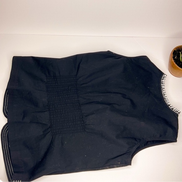 VINTAGE April Cornell Black Cotton Tank Top Button Up Blouse - Picture 10 of 12